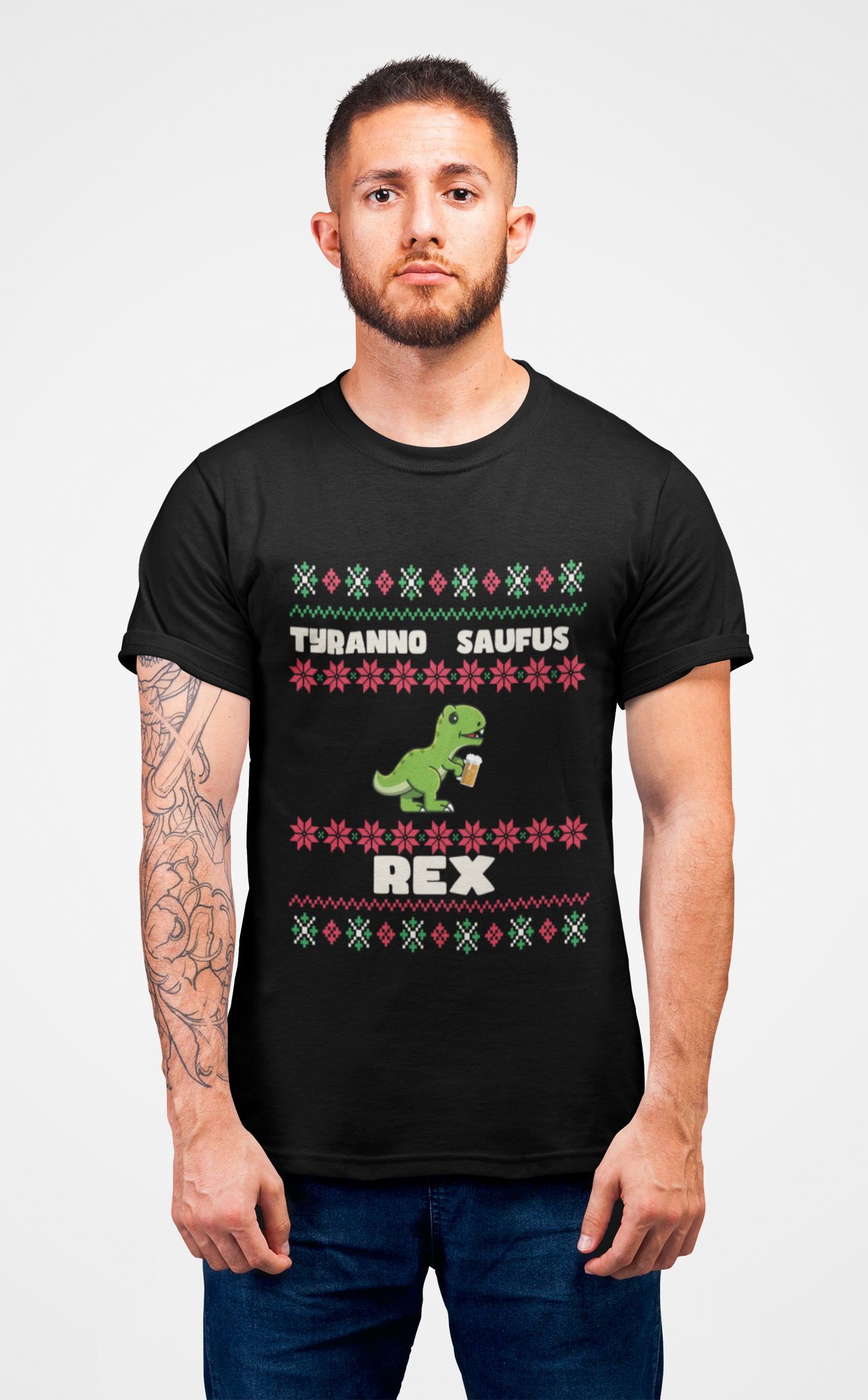 "Tyranno Saufus Rex Christmas" T-Shirt